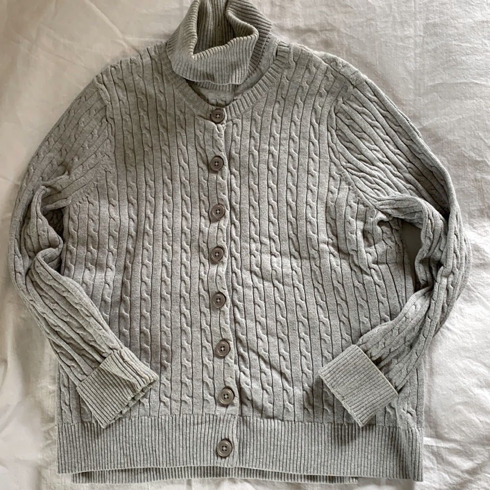 PRIA | M | 2 pieces set Grey cable knit style sweater 100% cotton long sleeves
